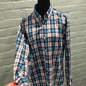 Rye Men's Blue and White Plaid Button Down Shirt